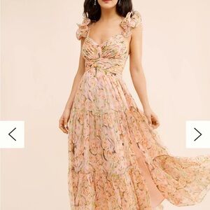 Astr the Label Peach and Pink Floral Maxi Dress